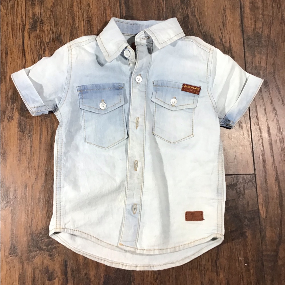 7 for all mankind denim short sleeve button